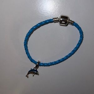 Cute braided band dolphin bracelet.